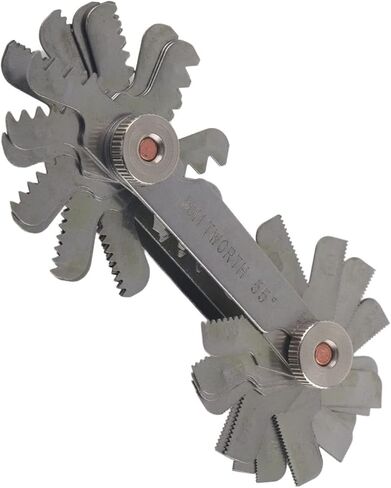 FLEXMAN 52Pcs Metric & Imperial Thread Pitch Gauge, 60 and 55 Degree Adjustable Stainless Steel Screw Pitch Measuring Tool, 0.25 to 6.00mm Range Screw Thread Pitch Gauge for Industrial Measurement in Saudi Arabia