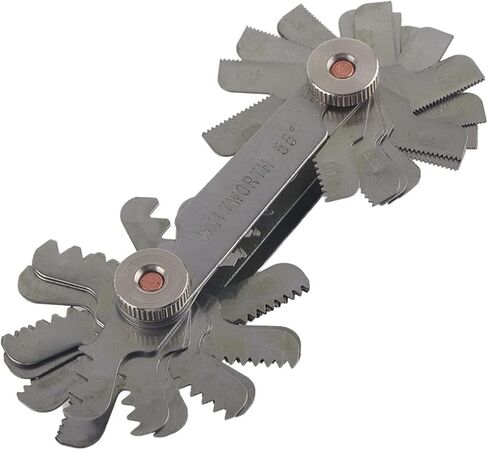 FLEXMAN 52Pcs Metric & Imperial Thread Pitch Gauge, 60 and 55 Degree Adjustable Stainless Steel Screw Pitch Measuring Tool, 0.25 to 6.00mm Range Screw Thread Pitch Gauge for Industrial Measurement in Saudi Arabia