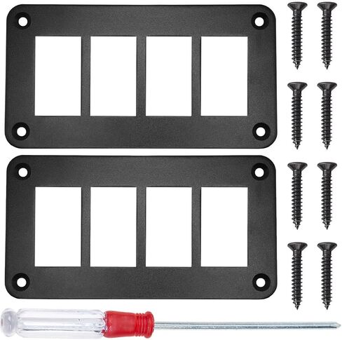 Rocker Switch Panel 3 Way Panel Housing Holder,3 Gang Black Waterproof Anodized Aluminium Switch Shell Bracket with Screws for Car Boat Truck RV(2pcs) in Kuwait