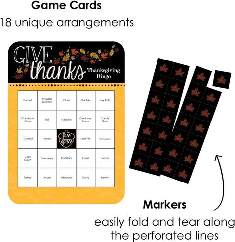 Big Dot of Happiness Give Thanks - Bingo Cards and Markers - Thanksgiving Party Bingo Game - Set of 18 in Saudi Arabia