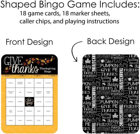 Big Dot of Happiness Give Thanks - Bingo Cards and Markers - Thanksgiving Party Bingo Game - Set of 18 in Saudi Arabia