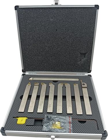 18Pcs 1/2'' 12mm Shank Indexable Lathe Turning Tools kit 9Pcs Metal Lathe Tools Holder Set with 9Pcs Inserts for Turning Grooving Threading Boring Processing Steel or Stainless in Saudi Arabia