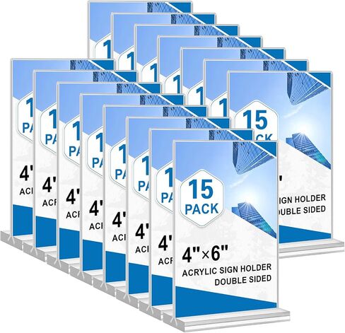 Acrylic Sign Holder 5x7, 11 Pack Clear TableTop Sign Holder-Sided, Plastic Flyer Display Holder with Vertical Base, Clear Flyer Stand Menu Table Display Holders for Restaurants Office Store Show Fair in Saudi Arabia