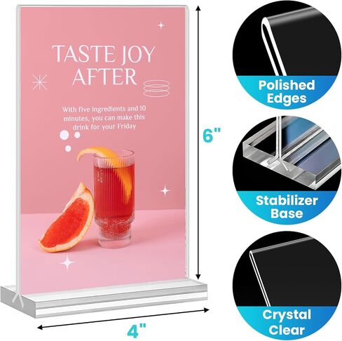 Acrylic Sign Holder 5x7, 11 Pack Clear TableTop Sign Holder-Sided, Plastic Flyer Display Holder with Vertical Base, Clear Flyer Stand Menu Table Display Holders for Restaurants Office Store Show Fair in Saudi Arabia