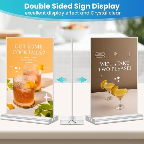 Acrylic Sign Holder 5x7, 11 Pack Clear TableTop Sign Holder-Sided, Plastic Flyer Display Holder with Vertical Base, Clear Flyer Stand Menu Table Display Holders for Restaurants Office Store Show Fair in Saudi Arabia
