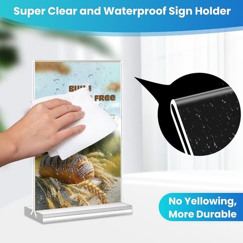 Acrylic Sign Holder 5x7, 11 Pack Clear TableTop Sign Holder-Sided, Plastic Flyer Display Holder with Vertical Base, Clear Flyer Stand Menu Table Display Holders for Restaurants Office Store Show Fair in Saudi Arabia