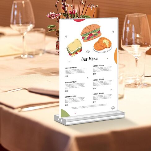 Acrylic Sign Holder 5x7, 11 Pack Clear TableTop Sign Holder-Sided, Plastic Flyer Display Holder with Vertical Base, Clear Flyer Stand Menu Table Display Holders for Restaurants Office Store Show Fair in Saudi Arabia