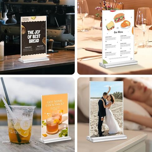 Acrylic Sign Holder 5x7, 11 Pack Clear TableTop Sign Holder-Sided, Plastic Flyer Display Holder with Vertical Base, Clear Flyer Stand Menu Table Display Holders for Restaurants Office Store Show Fair in Saudi Arabia