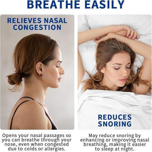 شرائط الأنف للشخير، أجهزة مكافحة الشخير للرجال والنساء، شرائط الأنف للتنفس لتحسين النوم، وتحسين تدفق الهواء وملاءمة مريحة (60 عبوة) in Kuwait