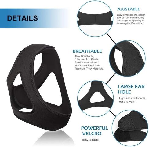 Anti Snoring Chin Strap | Anti-Snoring Chin Strap for Better Sleep | Adjustable and Comfortable Snore Stopper for Men & Women | Itch-Free Fabric, Keeps Mouth Closed, Enhances Sleep Quality in Saudi Arabia