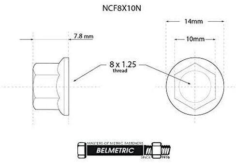 (25pcs) BelMetric M8 Metric Reduced 10mm Wrench Copper Plated Exhaust Locking Nut, Class 10 Hardened Steel for High Heat NCF8X10N in Saudi Arabia