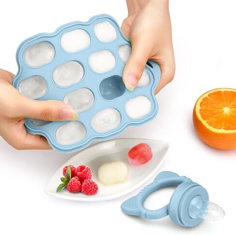 وحدة تغذية عضاضة لأغذية الأطفال من السيليكون مع مجموعة قوالب مصاصة لحليب الأم، لهاية تغذية طعام الفواكه للأطفال خالية من مادة BPA، مصاصة تسنين للأطفال بعمر 4 أشهر فما فوق، تتضمن 3 أكياس طعام بأحجام in Kuwait