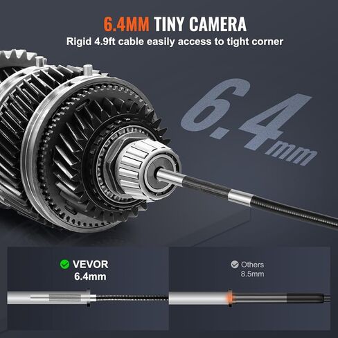 VEVOR Two-Way Articulating Borescope with Light, Inspection Camera with 0.25" Lens, 5" IPS HD Screen, Flexible Mechanic Fiber Optic Snake Scope Cam for Wall Automotive Engine Inspect-4.9FT in Saudi Arabia