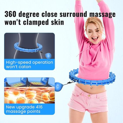 65inch 32 Knots Plus Size Quiet Weighted Hula Infinity Fitness Detachable Hoops, Smart Noiseless Infinity Hula for Women, 2 in 1 Waist and Abdominal Workout Equipment at Home in Saudi Arabia