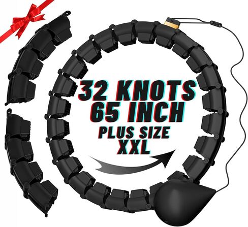 65inch 32 Knots Plus Size Quiet Weighted Hula Infinity Fitness Detachable Hoops, Smart Noiseless Infinity Hula for Women, 2 in 1 Waist and Abdominal Workout Equipment at Home in Saudi Arabia