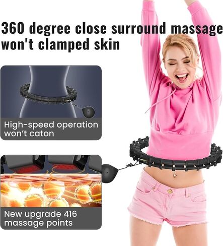 65inch 32 Knots Plus Size Quiet Weighted Hula Infinity Fitness Detachable Hoops, Smart Noiseless Infinity Hula for Women, 2 in 1 Waist and Abdominal Workout Equipment at Home in Saudi Arabia