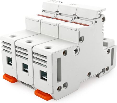 Baomain Cylindrical Fuse Holder RT18-63(X) 14mm X 51mm Fuse Base 3 Poles DIN Distribution Electrical Rail Mount With 20 PCS of RO16 Fuse(50 Amp) CE Listed in Saudi Arabia