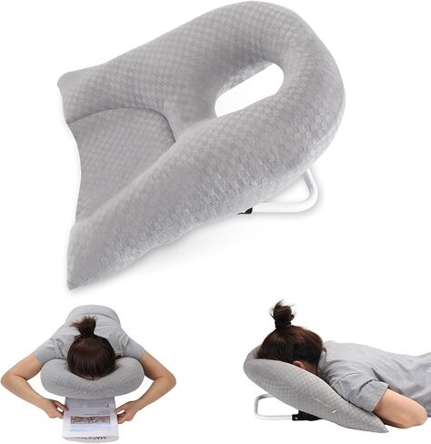 Newly Upgraded Face Down Pillow After Eye Surgery, Prone Pillow with Arm Hole for Face Down Sleeping, Retina and Vitrectomy Lying Pillow, Post Eye Surgery Recovery (Light Grey) in Saudi Arabia