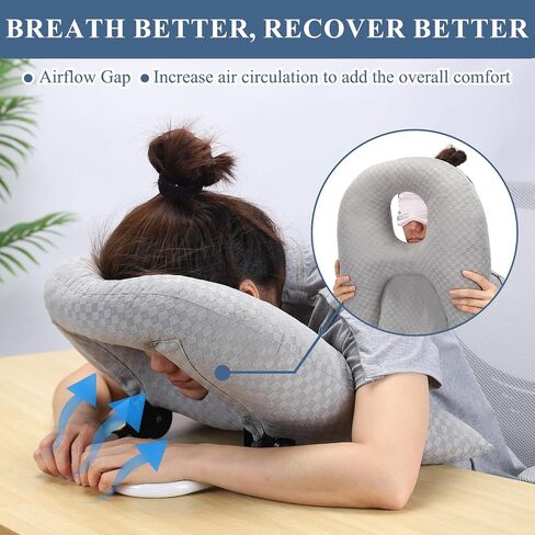 Newly Upgraded Face Down Pillow After Eye Surgery, Prone Pillow with Arm Hole for Face Down Sleeping, Retina and Vitrectomy Lying Pillow, Post Eye Surgery Recovery (Light Grey) in Saudi Arabia