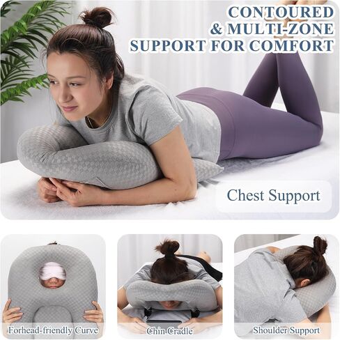 Newly Upgraded Face Down Pillow After Eye Surgery, Prone Pillow with Arm Hole for Face Down Sleeping, Retina and Vitrectomy Lying Pillow, Post Eye Surgery Recovery (Light Grey) in Saudi Arabia