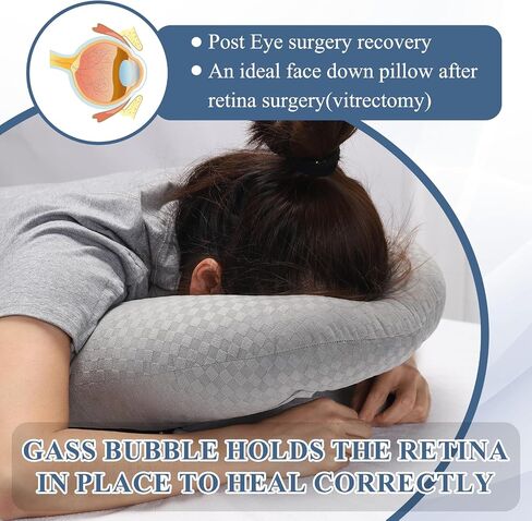Newly Upgraded Face Down Pillow After Eye Surgery, Prone Pillow with Arm Hole for Face Down Sleeping, Retina and Vitrectomy Lying Pillow, Post Eye Surgery Recovery (Light Grey) in Saudi Arabia