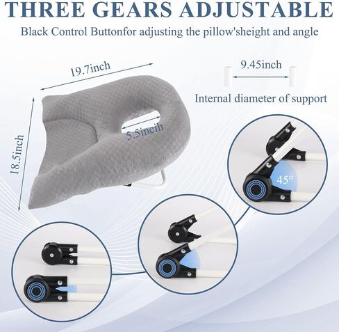 Newly Upgraded Face Down Pillow After Eye Surgery, Prone Pillow with Arm Hole for Face Down Sleeping, Retina and Vitrectomy Lying Pillow, Post Eye Surgery Recovery (Light Grey) in Saudi Arabia