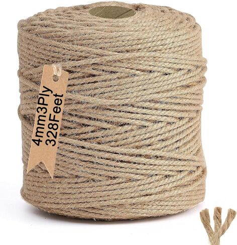 Natural Jute Twine,3ply Jute Twine 656 Feet Long Brown Twine String Rope for Crafts,Gift Wrapping,Gardening,Packing and Home Decor 2mm Jute Twine in Kuwait