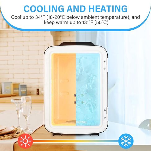 iPower Mini 4L/6 علب ثلاجة صغيرة محمولة ومبرد ودافئ وثلاجة مدمجة لغرفة النوم والنوم والمكتب والمشروبات باللون الأسود in Kuwait