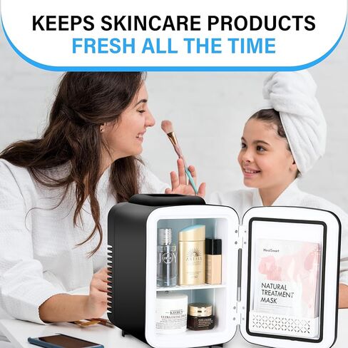 iPower Mini 4L/6 علب ثلاجة صغيرة محمولة ومبرد ودافئ وثلاجة مدمجة لغرفة النوم والنوم والمكتب والمشروبات باللون الأسود in Kuwait