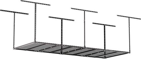 GIOTORENT 3x8FT Overhead Garage Storage Rack, Heavy Duty Metal Garage Ceiling Storage Racks, Adjustable Garage Shelving/Garage Organization/Garage Storage Shelves, 600lbs Weight Capacity, Black in Saudi Arabia