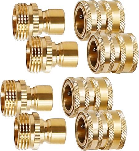VIKKSAER 3/4 inch Garden Hose Quick Connect Water Hose Fittings, Thread Brass Water Hose Connectors (8PCS) in Kuwait