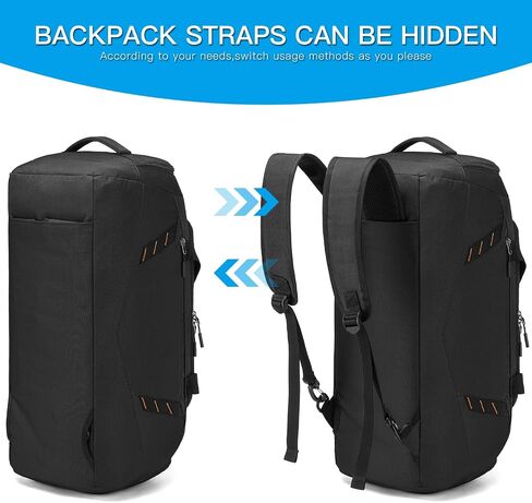 Travel Duffle Bag Backpack with Shoes Compartment & Wet Pocket for Men 40L Medium Sports Gym Duffel Bag with Back Straps 22 Inch Airplane Approval Weekender Overnight Bag for Women, Black in Saudi Arabia