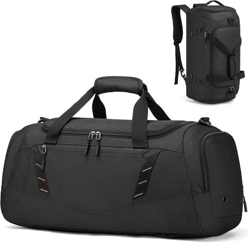 Travel Duffle Bag Backpack with Shoes Compartment & Wet Pocket for Men 40L Medium Sports Gym Duffel Bag with Back Straps 22 Inch Airplane Approval Weekender Overnight Bag for Women, Black in Saudi Arabia