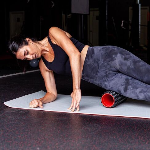 Acupoint Foam Roller - 12", High-Density EVA Foam Roller for Deep Tissue Massage, Back Pain, Yoga, and Physical Therapy - Black and Red in Saudi Arabia