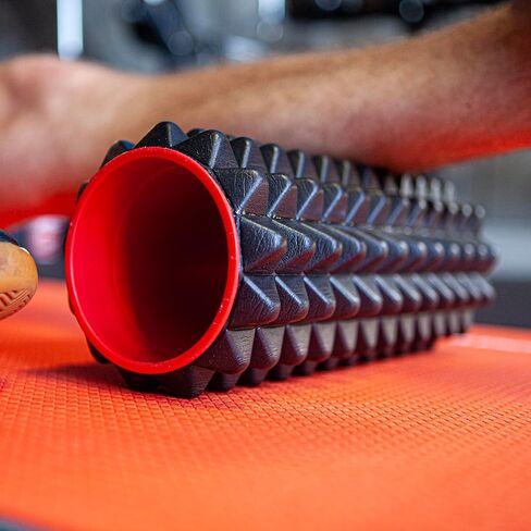 Acupoint Foam Roller - 12", High-Density EVA Foam Roller for Deep Tissue Massage, Back Pain, Yoga, and Physical Therapy - Black and Red in Saudi Arabia