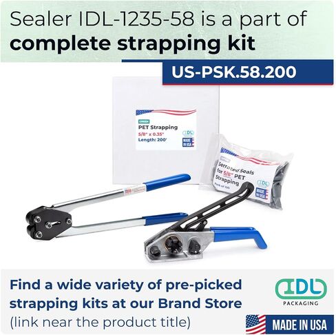 IDL Packaging IDL-1235-58 HD مانع التسرب لأختام الربط المصنوعة من البوليستر (PET) المفتوحة مقاس 5/8 بوصة، صناعة أمريكية - أداة شديدة التحمل مع فكوك متماثلة لربط البوليستر (PET) in Saudi Arabia