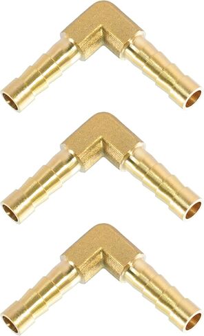 Brass Hose Barb,90 Degree L Right Angle Elbow Fitting 3/16" (5mm) Barb Splicer Mender air hose repair kit for Gas/Fuel/Air (Pack of 3) (Elbow, 3/16 3pcs) in Kuwait