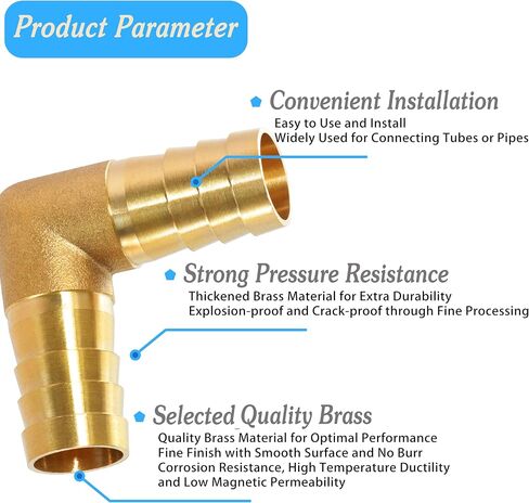 Brass Hose Barb,90 Degree L Right Angle Elbow Fitting 3/16" (5mm) Barb Splicer Mender air hose repair kit for Gas/Fuel/Air (Pack of 3) (Elbow, 3/16 3pcs) in Kuwait