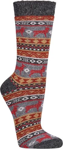 زوجان من الجوارب النسائية من الصوف النرويجي من تصميم Leo Design محبوكة حراريًا، نمط بيرو، صوف الميرينو والألبكة Hygge للطقس البارد in Kuwait