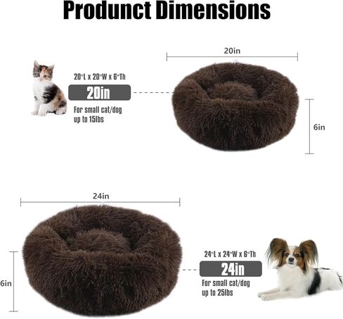سرير مهدئ للقطط، سرير للكلاب على شكل كعكة داخلي قابل للغسل مع قطيفة من الفرو الصناعي المنفوش، سرير دائري مضاد للقلق للحيوانات الأليفة، سرير وسادة دافئ للكلاب والقطط الصغيرة والمتوسطة (20 * 20 بوصة، رمادي متدرج) in Kuwait
