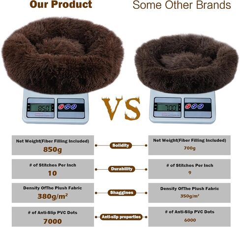 سرير مهدئ للقطط، سرير للكلاب على شكل كعكة داخلي قابل للغسل مع قطيفة من الفرو الصناعي المنفوش، سرير دائري مضاد للقلق للحيوانات الأليفة، سرير وسادة دافئ للكلاب والقطط الصغيرة والمتوسطة (20 * 20 بوصة، رمادي متدرج) in Kuwait