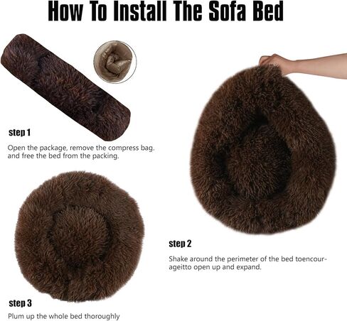 سرير مهدئ للقطط، سرير للكلاب على شكل كعكة داخلي قابل للغسل مع قطيفة من الفرو الصناعي المنفوش، سرير دائري مضاد للقلق للحيوانات الأليفة، سرير وسادة دافئ للكلاب والقطط الصغيرة والمتوسطة (20 * 20 بوصة، رمادي متدرج) in Kuwait