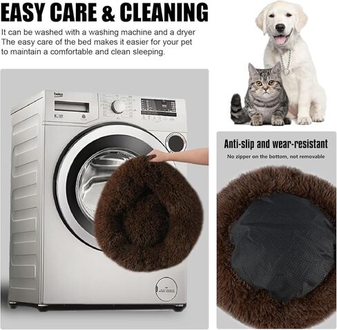 سرير مهدئ للقطط، سرير للكلاب على شكل كعكة داخلي قابل للغسل مع قطيفة من الفرو الصناعي المنفوش، سرير دائري مضاد للقلق للحيوانات الأليفة، سرير وسادة دافئ للكلاب والقطط الصغيرة والمتوسطة (20 * 20 بوصة، رمادي متدرج) in Kuwait