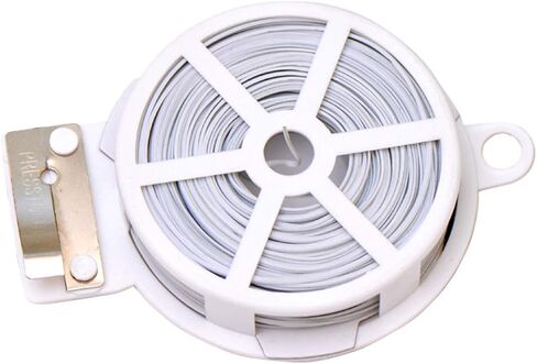 1 لفة ملف 50 متر 164 قدم حبل ختم معدني أبيض متعدد الوظائف، جهاز ربط قوي مع قاطع بلاستيك ملفوف، سلك ملفوف، سلسلة سلكية لمكتب البستنة المنزلية in Kuwait