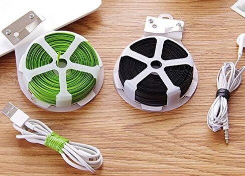 1 لفة ملف 50 متر 164 قدم حبل ختم معدني أبيض متعدد الوظائف، جهاز ربط قوي مع قاطع بلاستيك ملفوف، سلك ملفوف، سلسلة سلكية لمكتب البستنة المنزلية in Kuwait