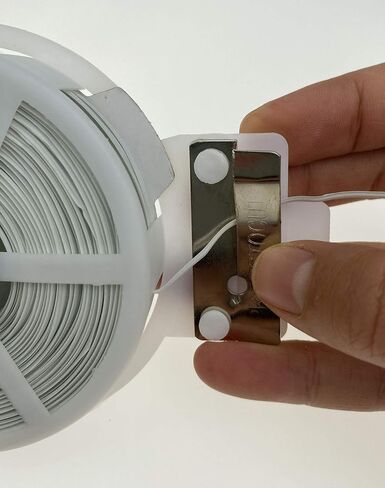 1 لفة ملف 50 متر 164 قدم حبل ختم معدني أبيض متعدد الوظائف، جهاز ربط قوي مع قاطع بلاستيك ملفوف، سلك ملفوف، سلسلة سلكية لمكتب البستنة المنزلية in Kuwait