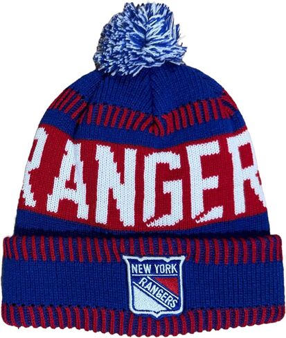Outerstuff NHL Kids Youth 8-20 One Size Team Color Primary Logo Sports Tech Knit Cold Weather Hockey Pom Beanie Hat in Saudi Arabia