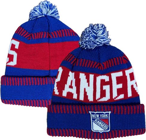Outerstuff NHL Kids Youth 8-20 One Size Team Color Primary Logo Sports Tech Knit Cold Weather Hockey Pom Beanie Hat in Saudi Arabia