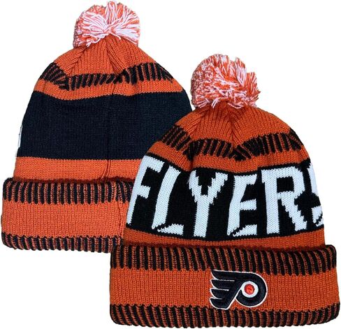 Outerstuff NHL Kids Youth 8-20 One Size Team Color Primary Logo Sports Tech Knit Cold Weather Hockey Pom Beanie Hat in Saudi Arabia