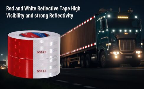 Reflective Tape Outdoor Waterproof 2 Inch X 30 Feet Red White Conspicuity Strong Adhesive Reflector Tape Warning Safety Reflective Tape for Trailers, Trucks, Vehicles, Driveway, Boats, Signs in Saudi Arabia